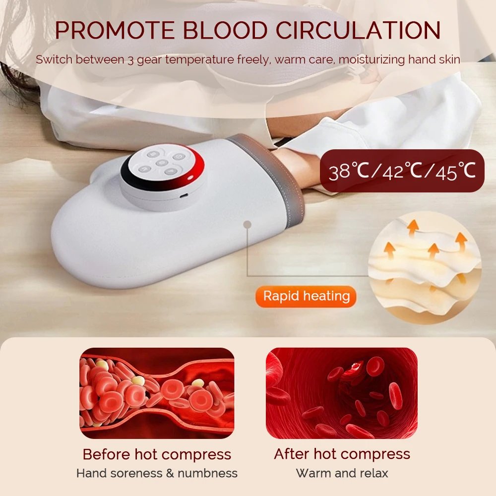 Electric Hand Massager Air Bag Red Light Therapy 3 Modes Wrist Finger Massagers Kneading Rollers Warm Heating Glove Massager Electric Hand Massager Air Bag Red Light Therapy 3 Modes Wrist Finger Massagers Kneading Rollers Warm Heating Glove Massager