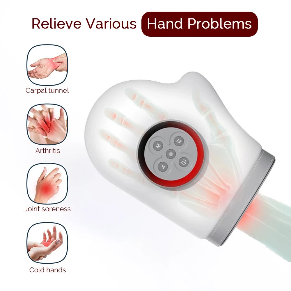 Electric Hand Massager Air Bag Red Light Therapy 3 Modes Wrist Finger Massagers Kneading Rollers Warm Heating Glove Massager Electric Hand Massager Air Bag Red Light Therapy 3 Modes Wrist Finger Massagers Kneading Rollers Warm Heating Glove Massager