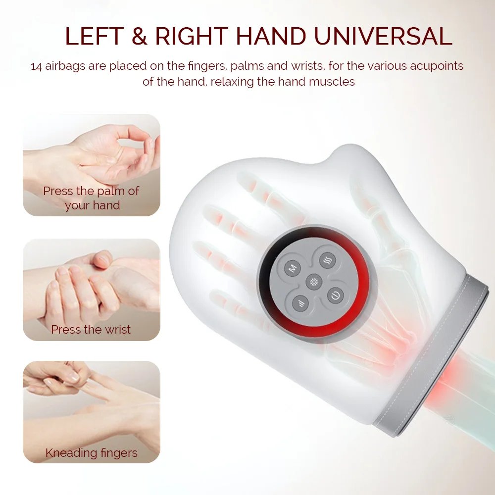 Electric Hand Massager Air Bag Red Light Therapy 3 Modes Wrist Finger Massagers Kneading Rollers Warm Heating Glove Massager Electric Hand Massager Air Bag Red Light Therapy 3 Modes Wrist Finger Massagers Kneading Rollers Warm Heating Glove Massager