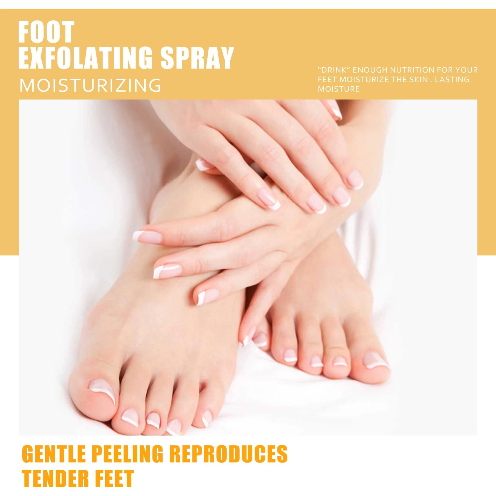 Ouhoe Foot Exfoliating Spray 72H Moisture Lock Callus Softener Anti Dry Crack Repair Odor Control Brightening Foot Care Liquid