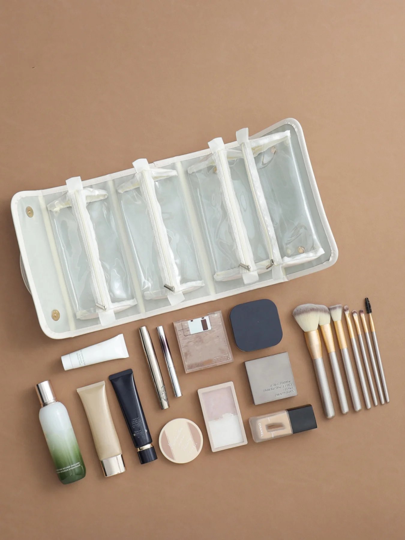 Detachable Foldableing Cosmetic Bag with Large Capacity for Skin Care/Makeup Daily Cosmetics, Easy to Install, Clear Classification, No Need to Turn Over, Easy to Use, Portable Four-In-One Cosmetic Bag for Travel and Outings