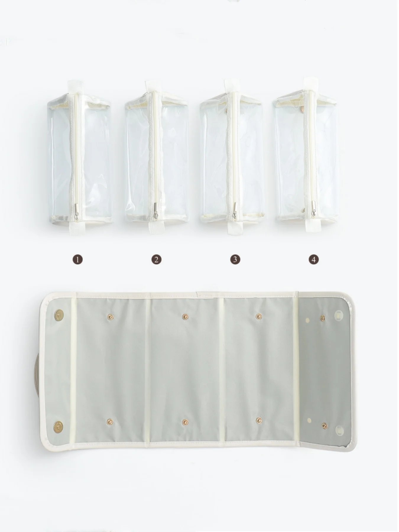 Detachable Foldableing Cosmetic Bag with Large Capacity for Skin Care/Makeup Daily Cosmetics, Easy to Install, Clear Classification, No Need to Turn Over, Easy to Use, Portable Four-In-One Cosmetic Bag for Travel and Outings