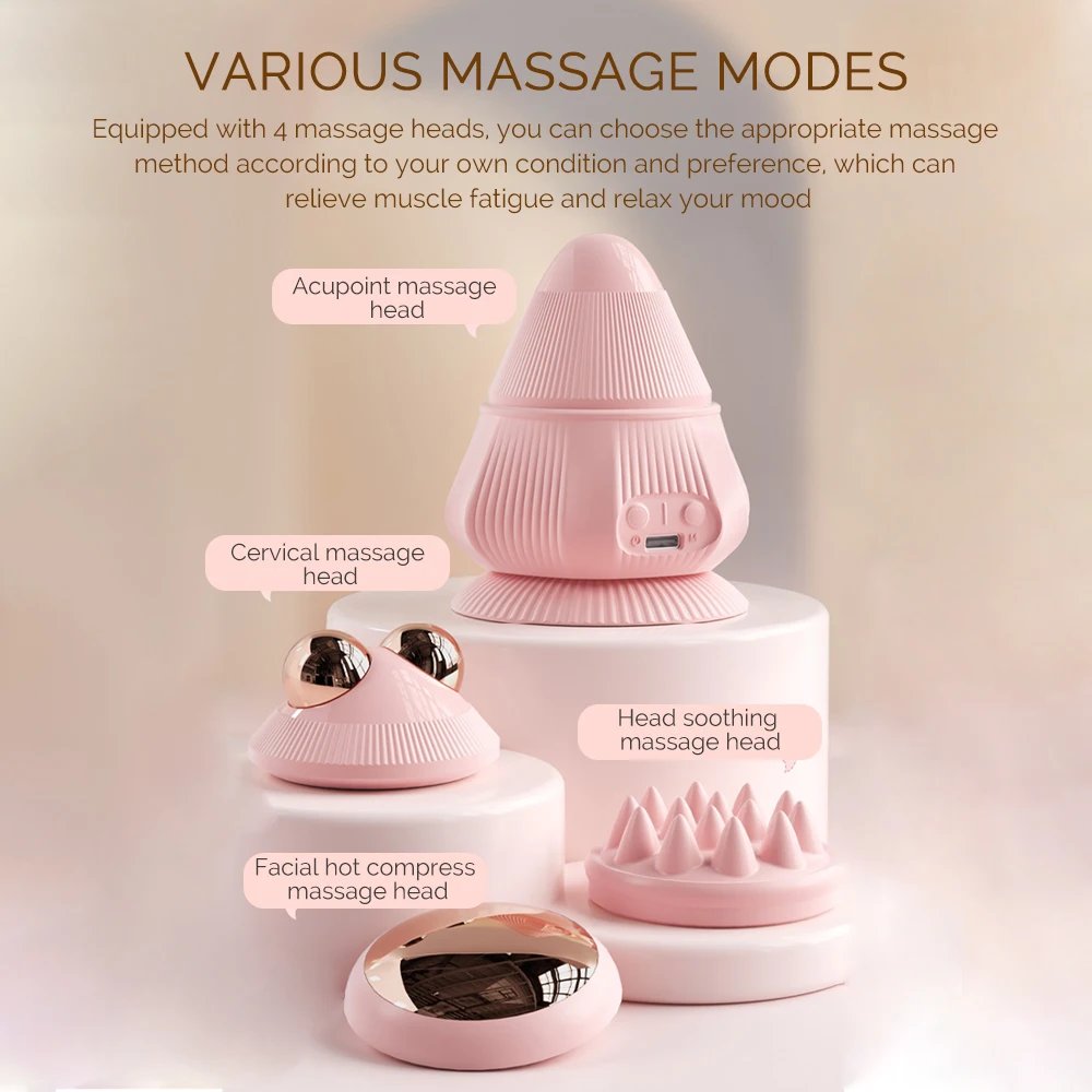 4 في 1 كرة تدليك اللفافة الكهربائية للخصر عالية التردد الاهتزاز رئيس مدلك الضغط الساخن تدليك عنق الرحم