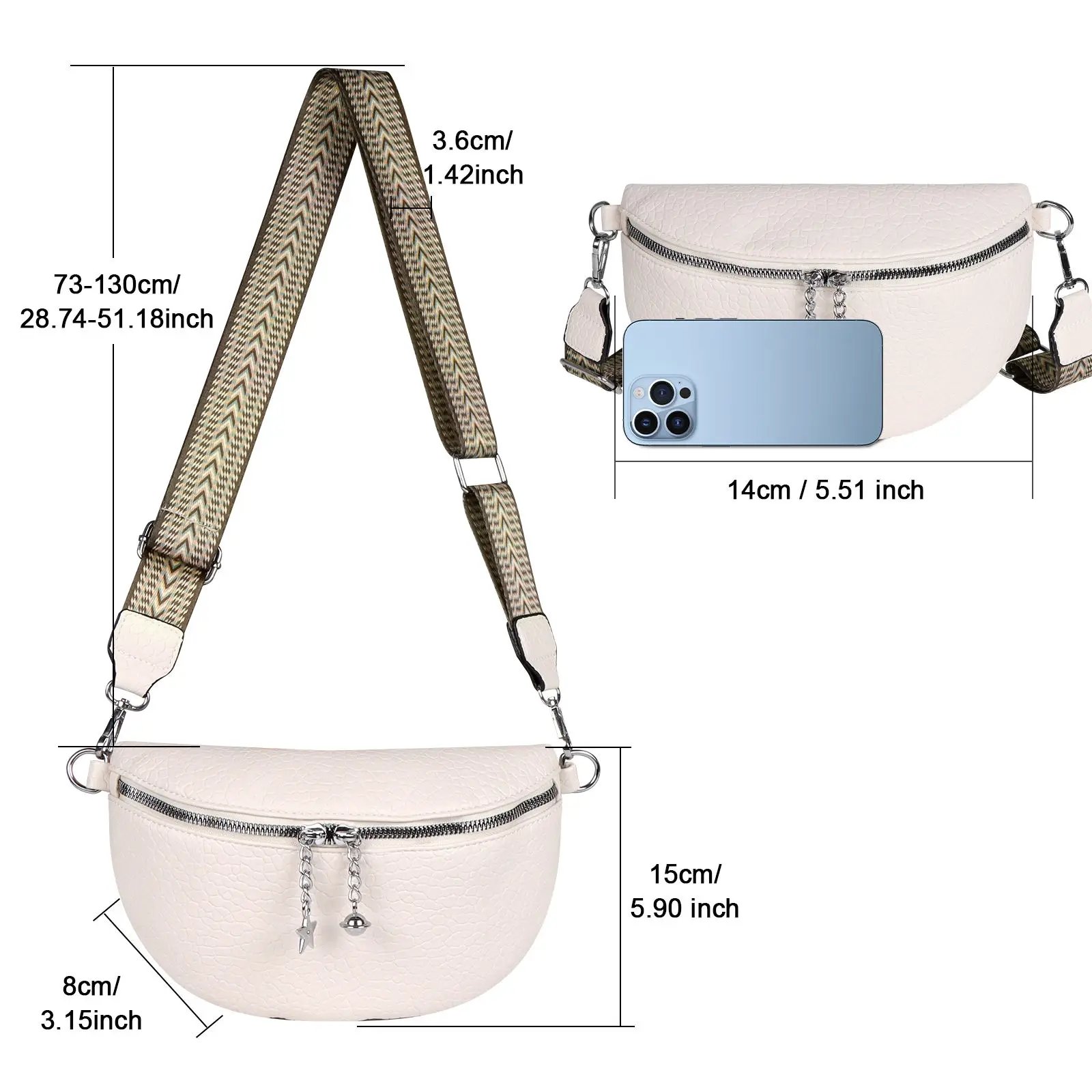 حقيبة خصر مخصصة مع فتحة لبطاقة الائتمان حقيبة كروس نسائية مخصصة حزمة مراوح حقيبة كتف للتسوق والسفر