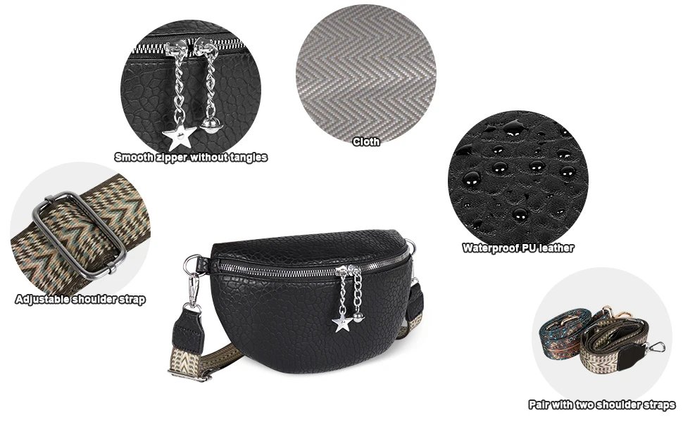 حقيبة خصر مخصصة مع فتحة لبطاقة الائتمان حقيبة كروس نسائية مخصصة حزمة مراوح حقيبة كتف للتسوق والسفر