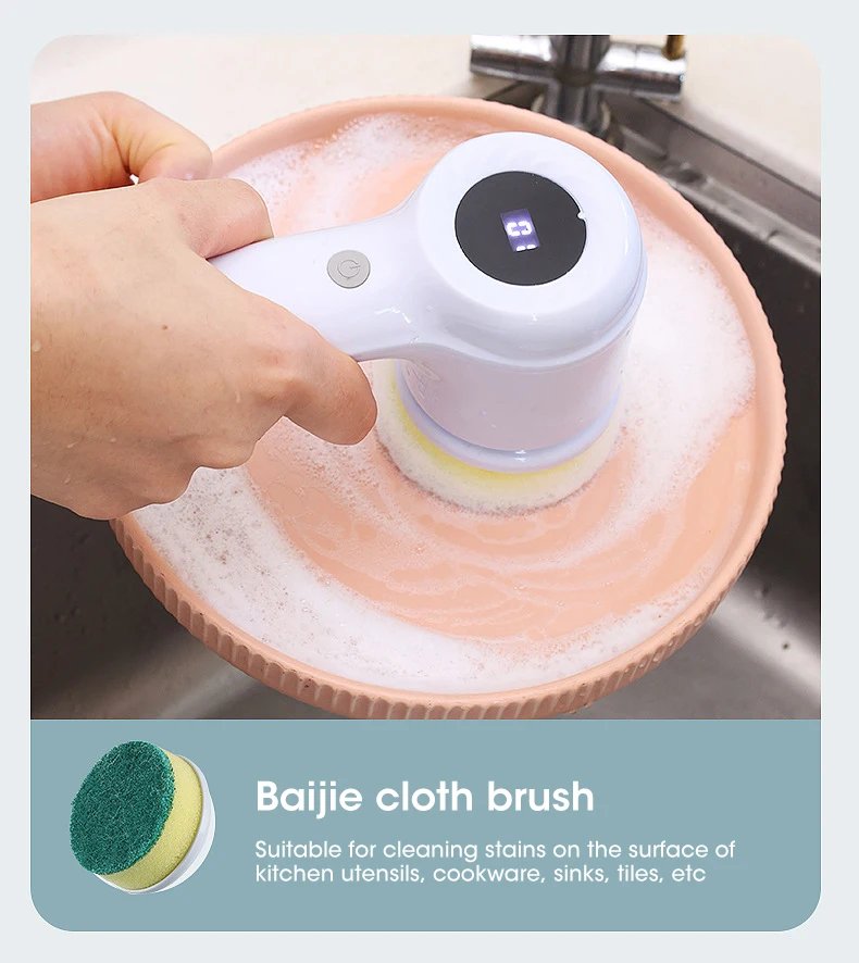 منظف دوار كهربائي، فرشاة تنظيف لاسلكية للحمام مع 5 رؤوس فرشاة قابلة للاستبدال، فرشاة تنظيف كهربائية منظف دوار كهربائي، فرشاة تنظيف لاسلكية للحمام مع 5 رؤوس فرشاة قابلة للاستبدال، فرشاة تنظيف كهربائية