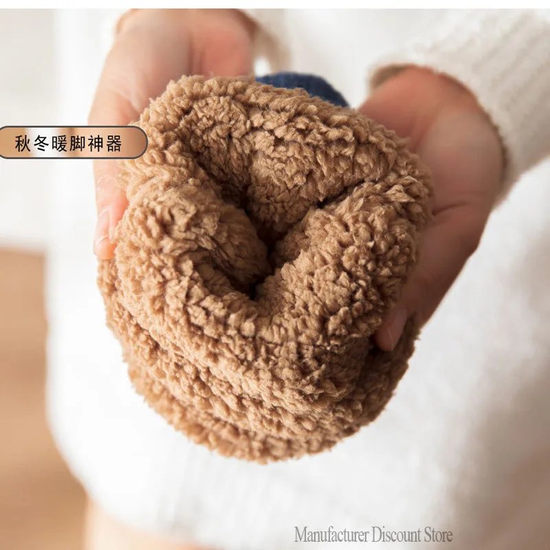 الشتاء أحذية دافئة الحرارية رقيق عدم الانزلاق النعال الجوارب حذاء الرجال النساء قصيرة القطن سميكة الصوف المنزل النوم جوارب غامضة