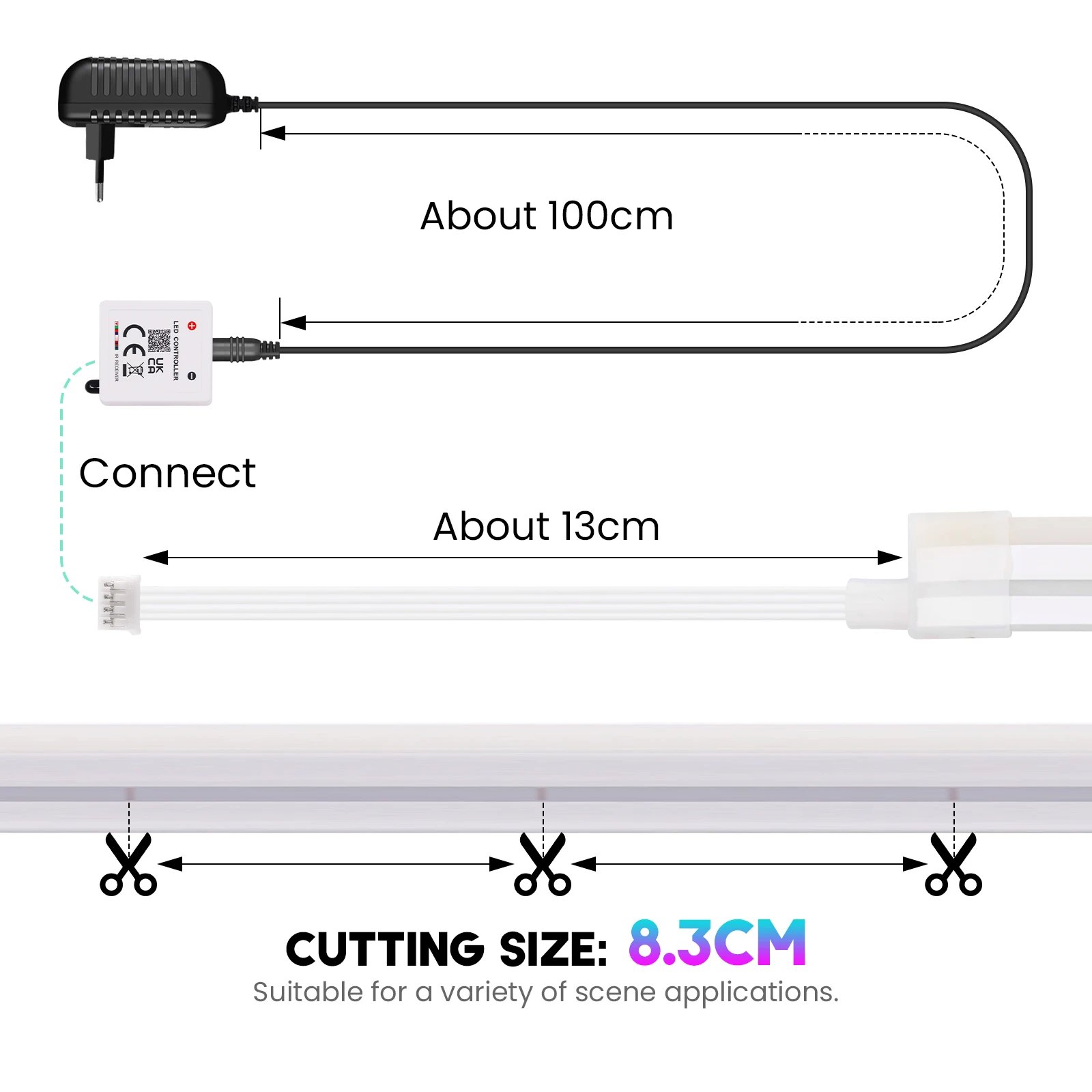 24V RGB 5m 10m 20m 30m LED Neon Strip Light Bluetooth APP 24key 44key Remote Control Music Sync Power Kit 60LED Waterproof Decor