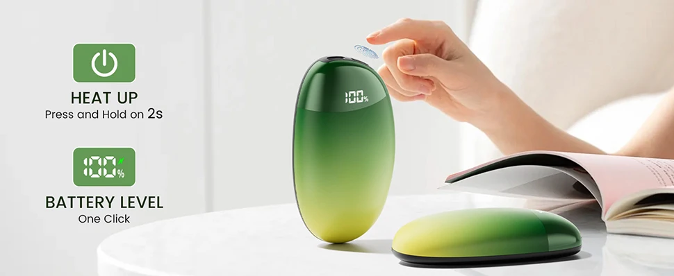 Portable Hand Warmers Rechargeable 2 Pack with Display Screen 2-in-1 Magnetic Electric Hand Warmers for Camping Christmas Gift